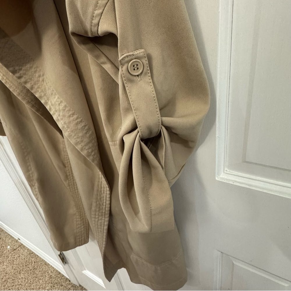 Max Studio London Tan Draped Open Front Trench Coat Jacket‎ – Size M - Picture 2 of 6